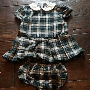 Ralph Lauren plaid infant dress set with bottoms